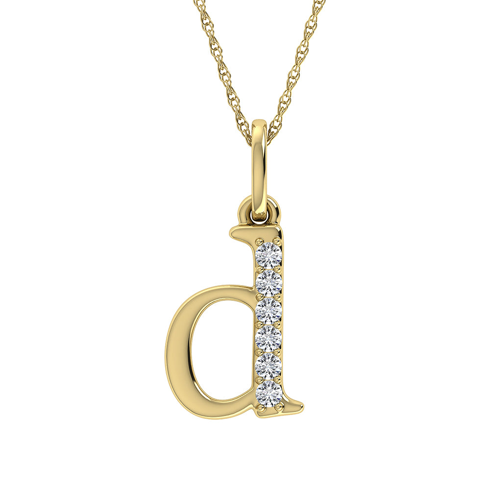 Diamond 1/20 Ct.Tw. Letter D Pendant in 10K Yellow Gold