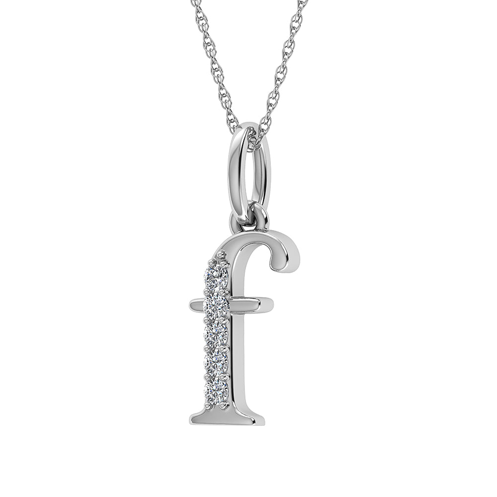 Diamond 1/20 Ct.Tw. Letter F Pendant in 10K White Gold