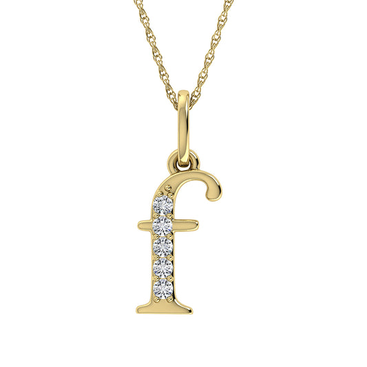 Diamond 1/20 Ct.Tw. Letter F Pendant in 10K Yellow Gold