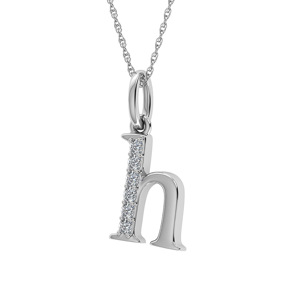 Diamond 1/20 Ct.Tw. Letter H Pendant in 10K White Gold