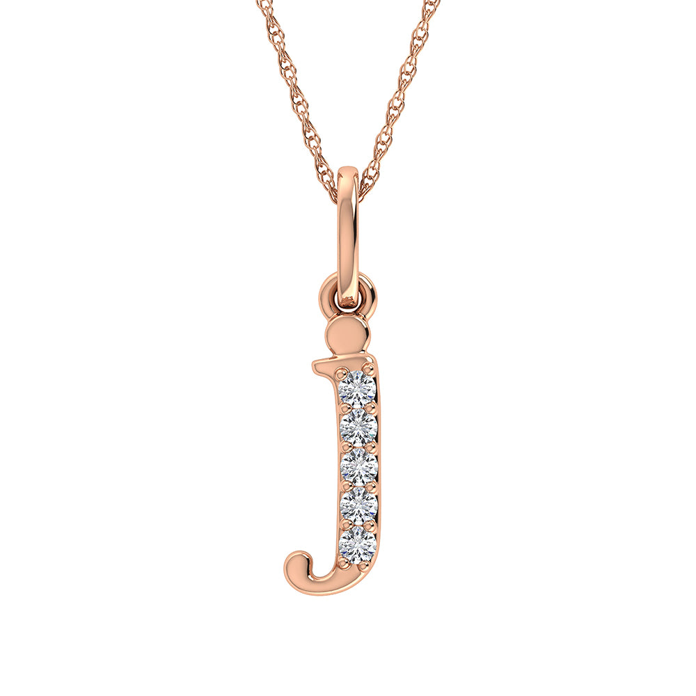 Diamond 1/20 Ct.Tw. Letter J Pendant in 10K Rose Gold