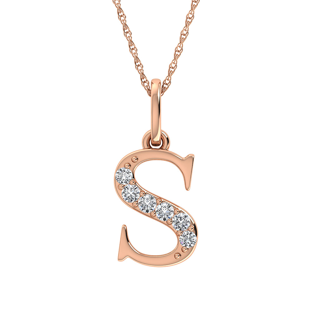 Diamond 1/20 Ct.Tw. Letter S Pendant in 10K Rose Gold