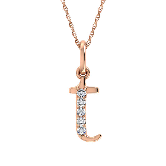 Diamond 1/20 Ct.Tw. Letter T Pendant in 10K Rose Gold