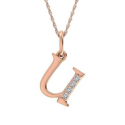 Diamond 1/20 Ct.Tw. Letter U Pendant in 10K Rose Gold