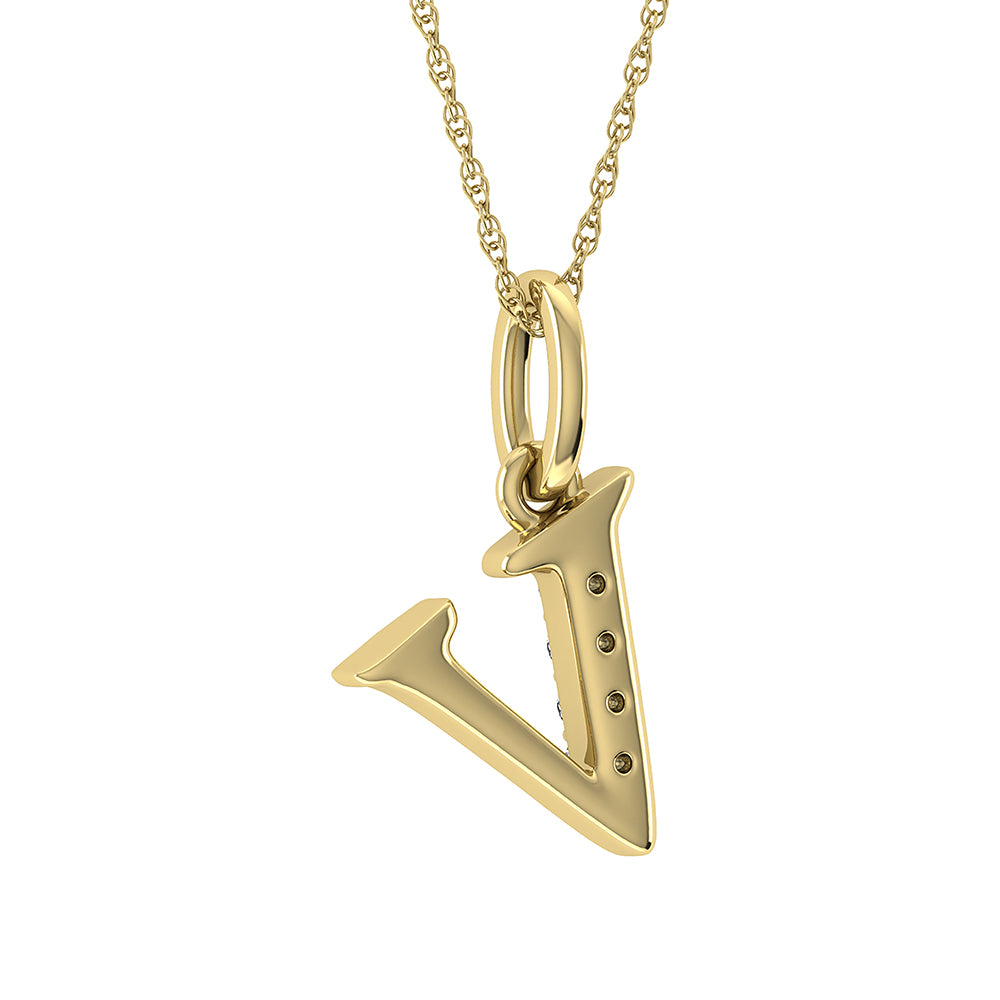 Diamond 1/20 Ct.Tw. Letter V Pendant in 10K Yellow Gold