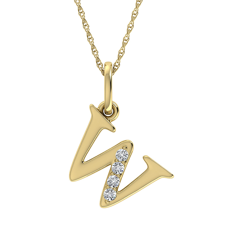 Diamond 1/20 Ct.Tw. Letter W Pendant in 10K Yellow Gold