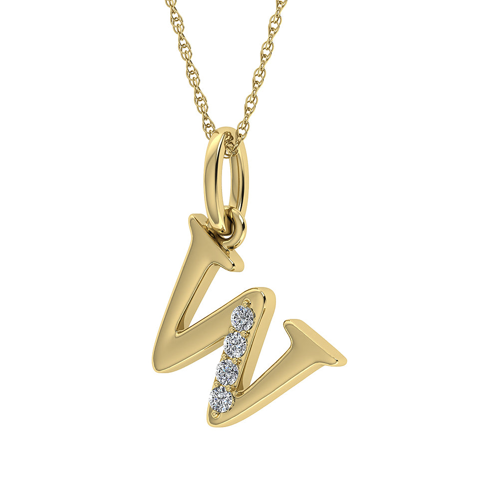 Diamond 1/20 Ct.Tw. Letter W Pendant in 10K Yellow Gold