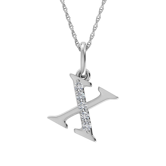 Diamond 1/20 Ct.Tw. Letter X Pendant in 10K White Gold