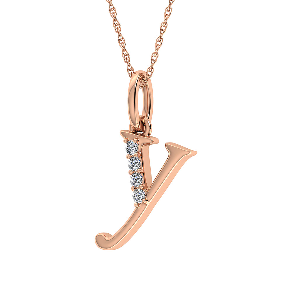 Diamond 1/20 Ct.Tw. Letter Y Pendant in 10K Rose Gold