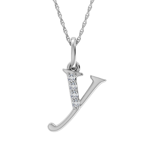 Diamond 1/20 Ct.Tw. Letter Y Pendant in 10K White Gold