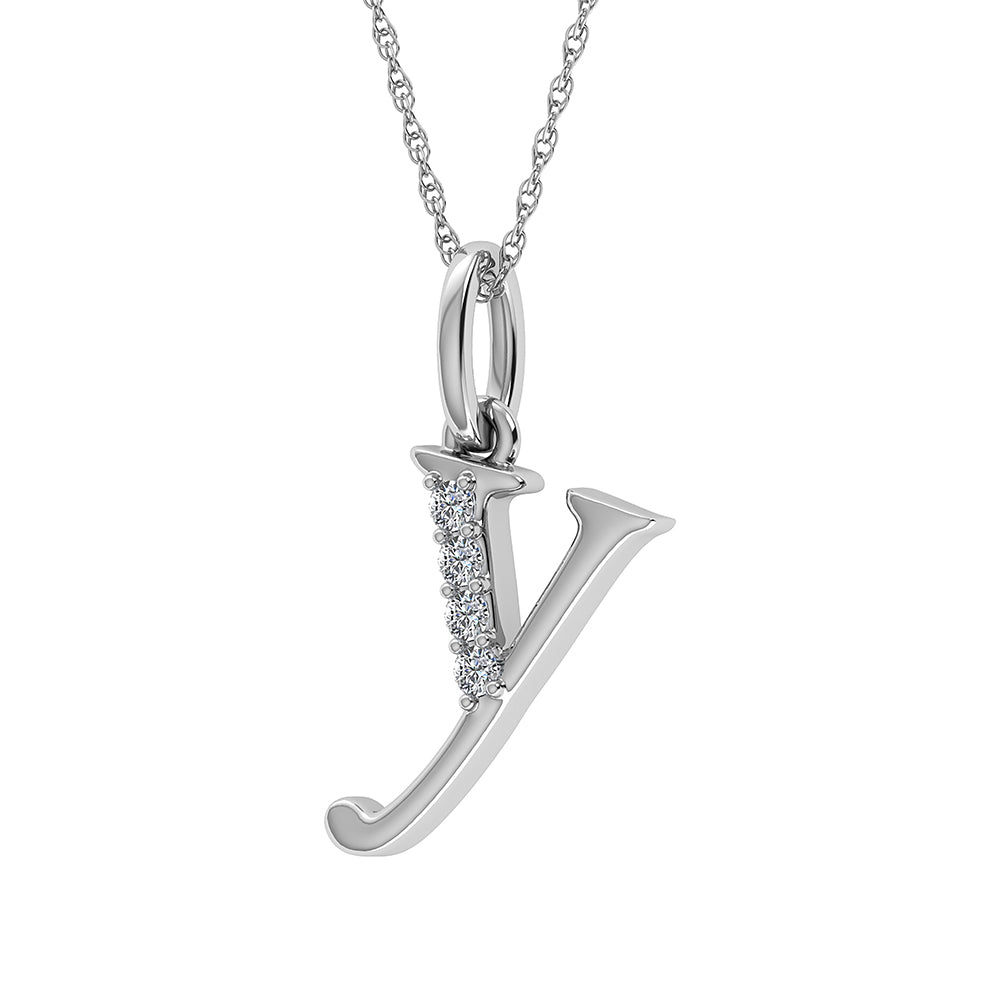 Diamond 1/20 Ct.Tw. Letter Y Pendant in 10K White Gold