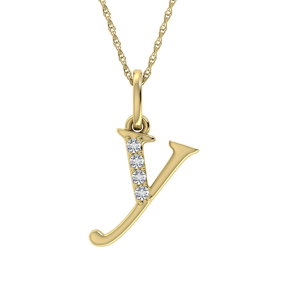 Diamond 1/20 Ct.Tw. Letter Y Pendant in 10K Yellow Gold