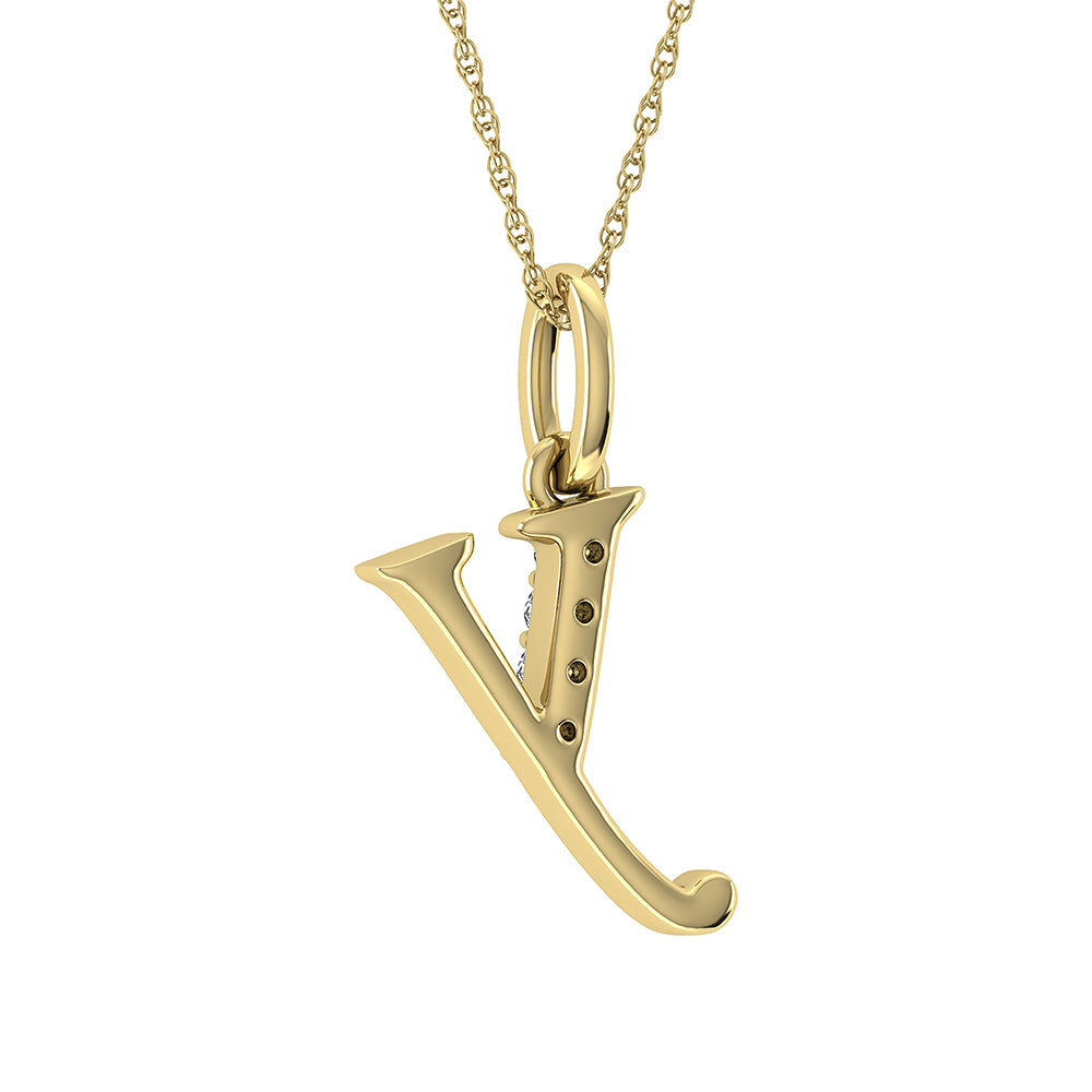 Diamond 1/20 Ct.Tw. Letter Y Pendant in 10K Yellow Gold