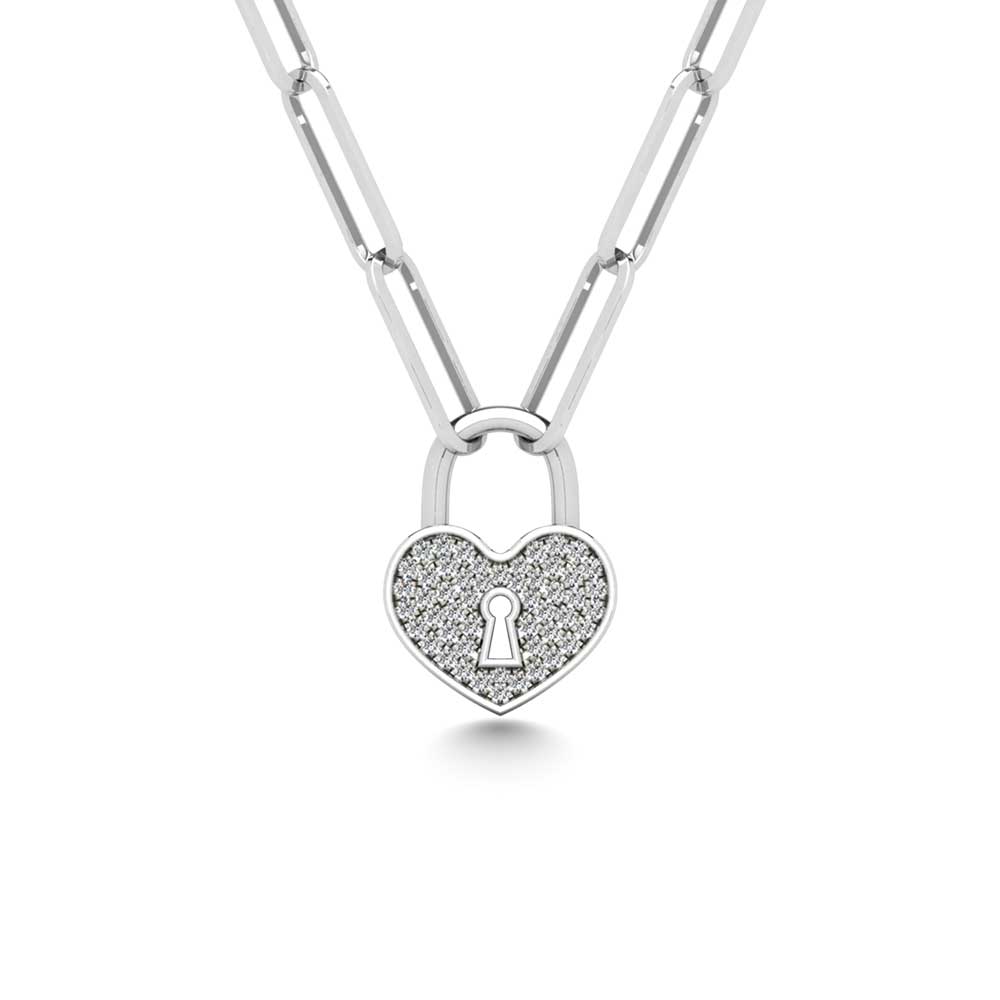 Diamond 1/10 Ct.Tw. Lock Pendant in 925 Silver