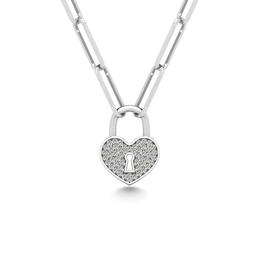 Diamond 1/10 Ct.Tw. Lock Pendant in 925 Silver