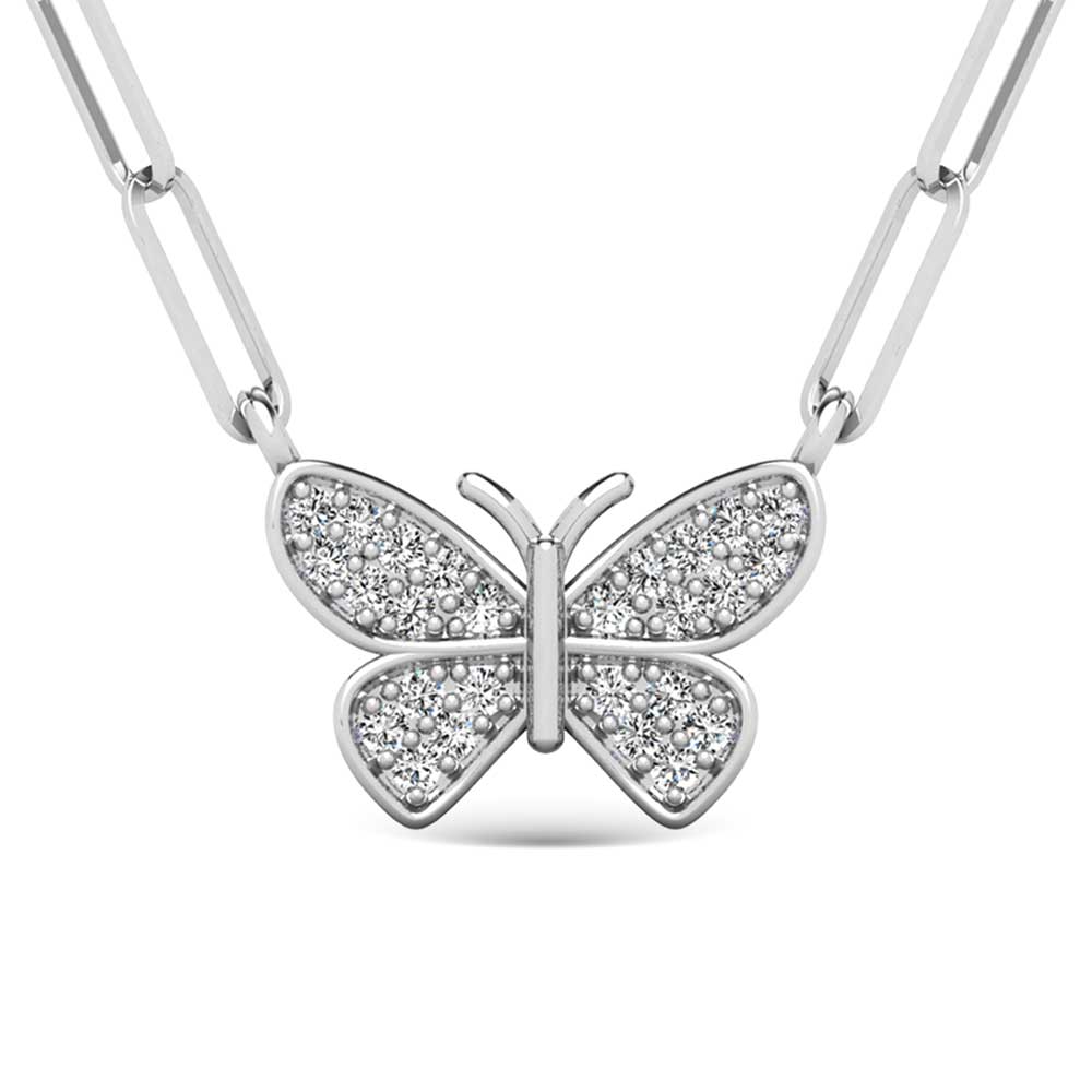 Diamond 1/10 Ct.Tw. Butterfly Pendant in 925 Silver