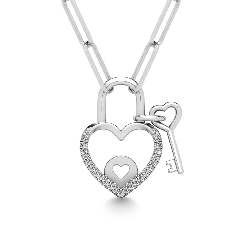 Diamond 1/20 Ct.Tw. Lock Pendant in 925 Silver