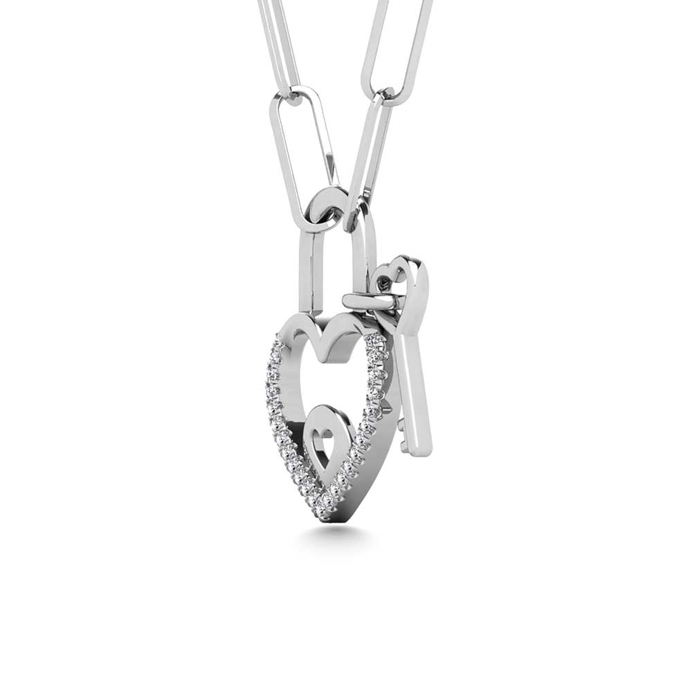 Diamond 1/20 Ct.Tw. Lock Pendant in 925 Silver