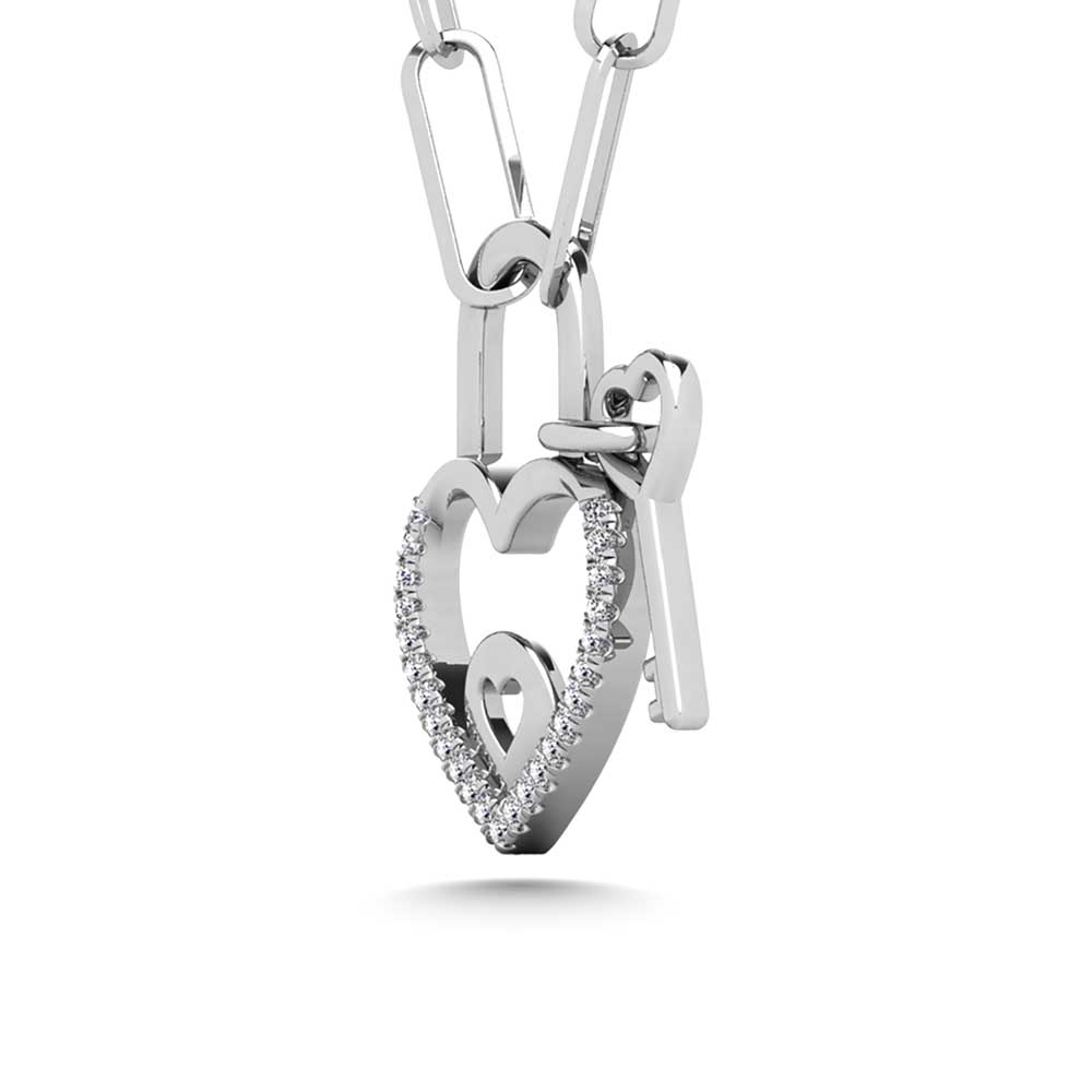 Diamond 1/20 Ct.Tw. Lock Pendant in 925 Silver