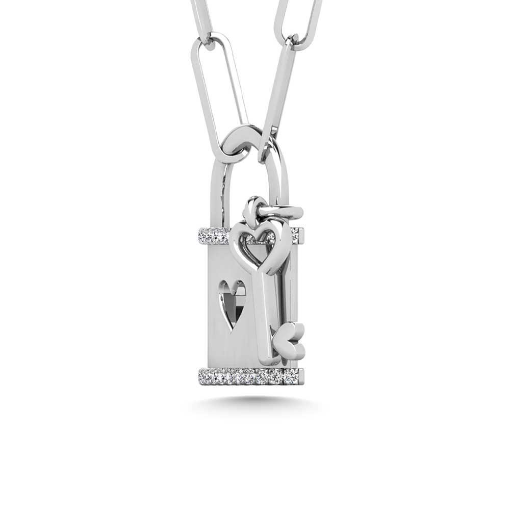 Diamond 1/20 Ct.Tw. Lock Pendant in 925 Silver