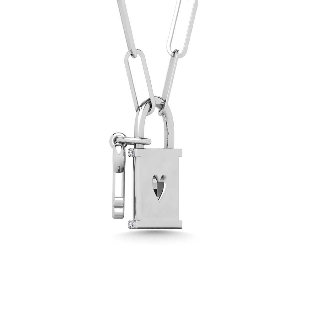 Diamond 1/20 Ct.Tw. Lock Pendant in 925 Silver