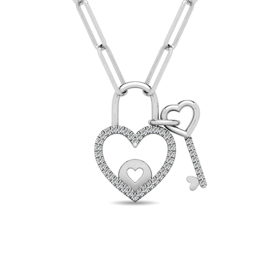 Diamond 1/6 Ct.Tw. Lock and Key Pendant in 10K White Gold