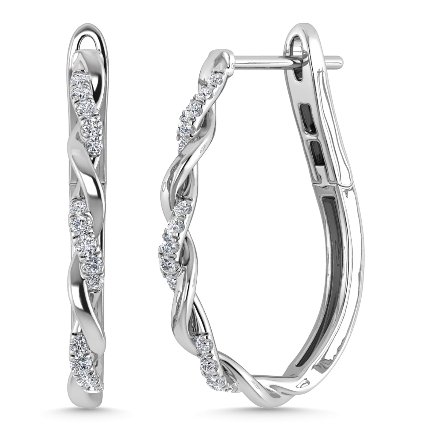 Diamond 1/4 Ct.Tw. Hoop Earrings in 10K White Gold