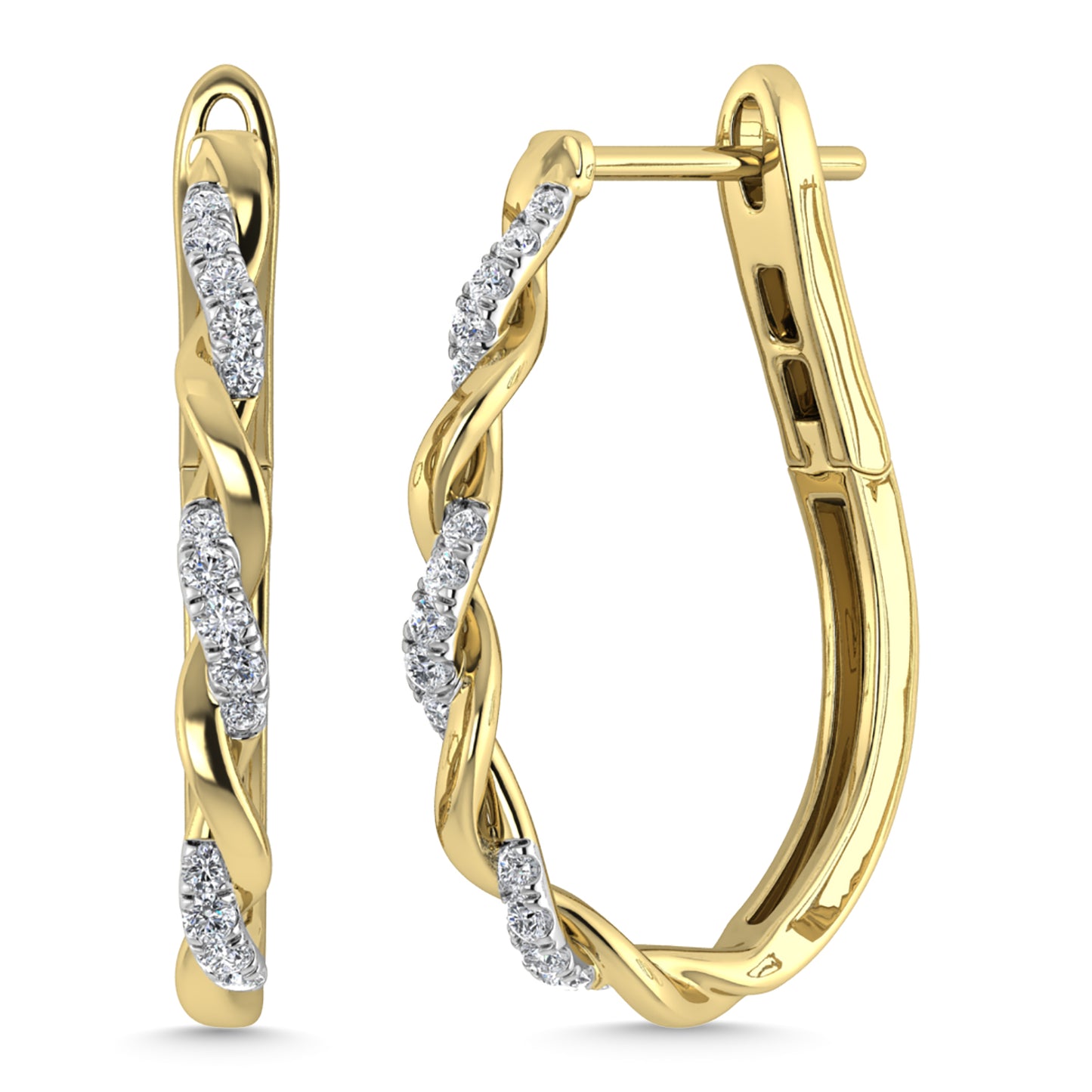 Diamond 1/4 Ct.Tw. Hoop Earrings in 10K Yellow Gold