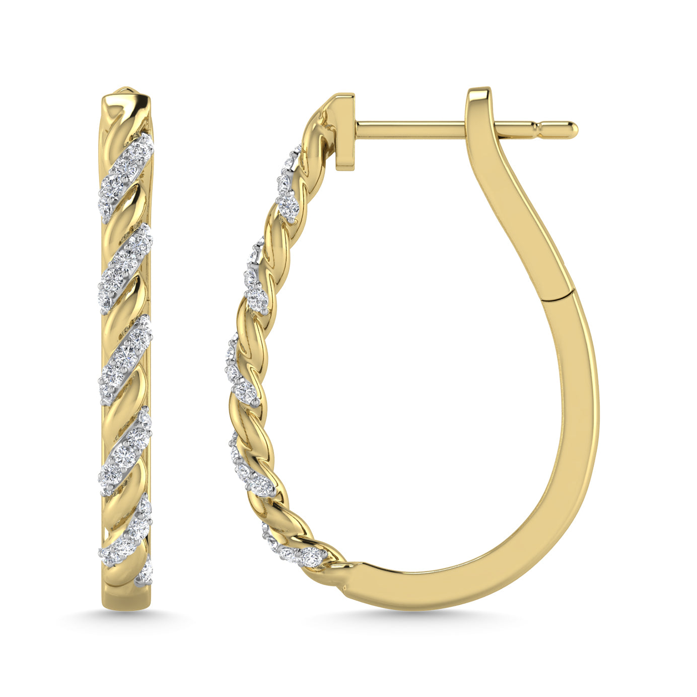 Diamond 3/8 Ct.Tw. Hoop Earrings in 10K Yellow Gold