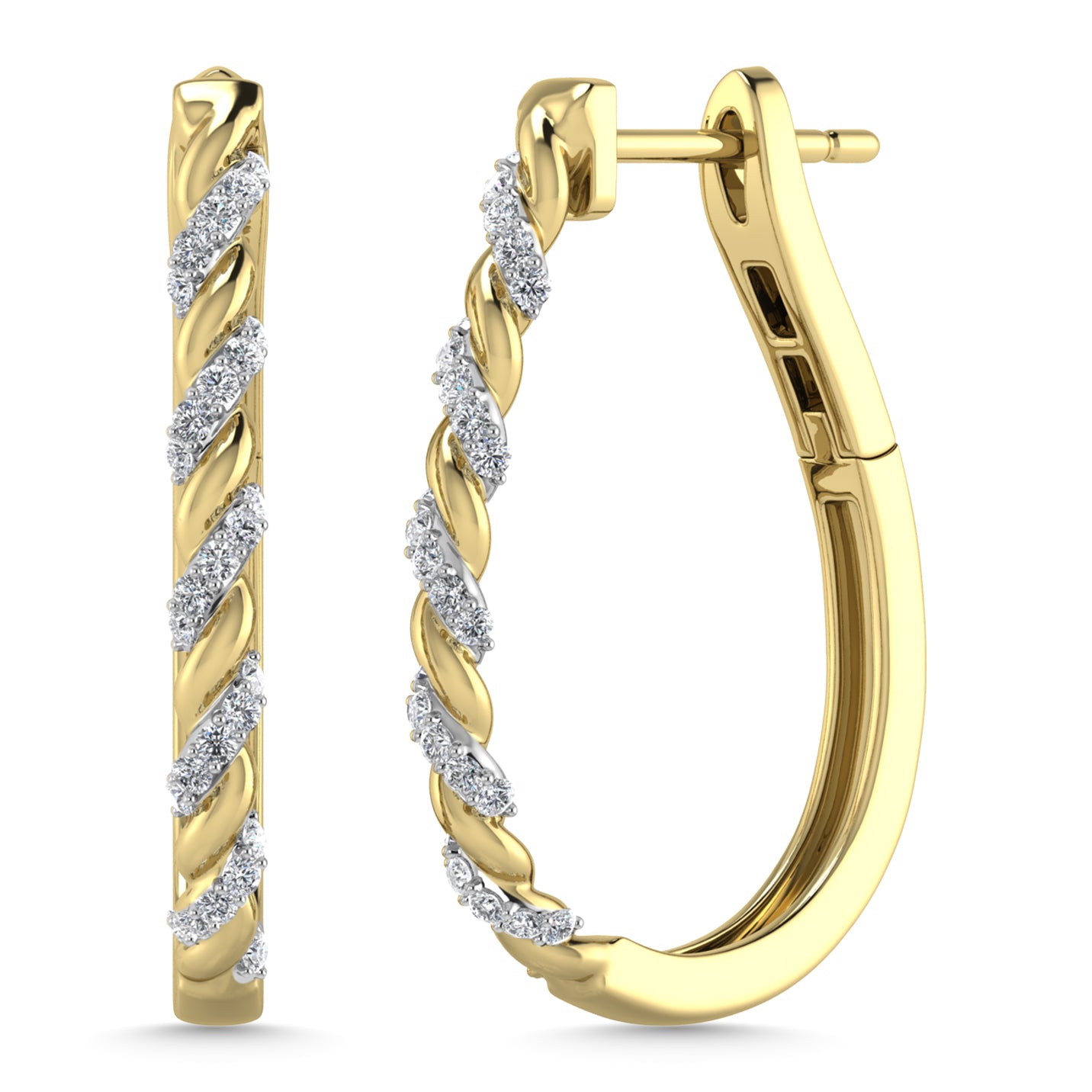 Diamond 3/8 Ct.Tw. Hoop Earrings in 10K Yellow Gold