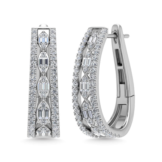 Diamond 1 Ct.Tw. Hoop Earrings in 14K White Gold