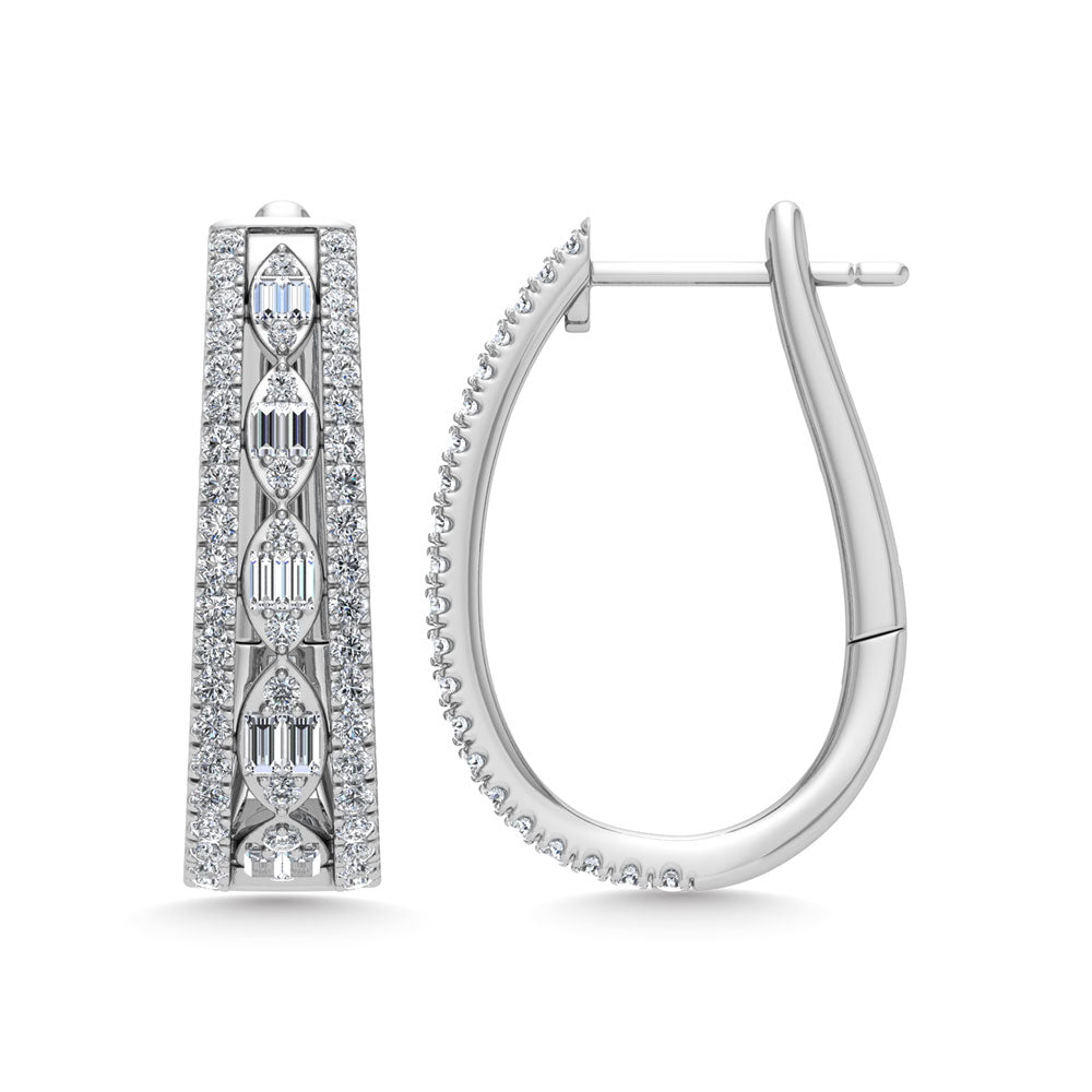 Diamond 1 Ct.Tw. Hoop Earrings in 14K White Gold