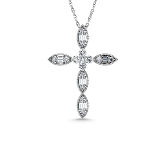 Diamond 3/8 Ct.Tw. Cross Pendant in 14K White Gold