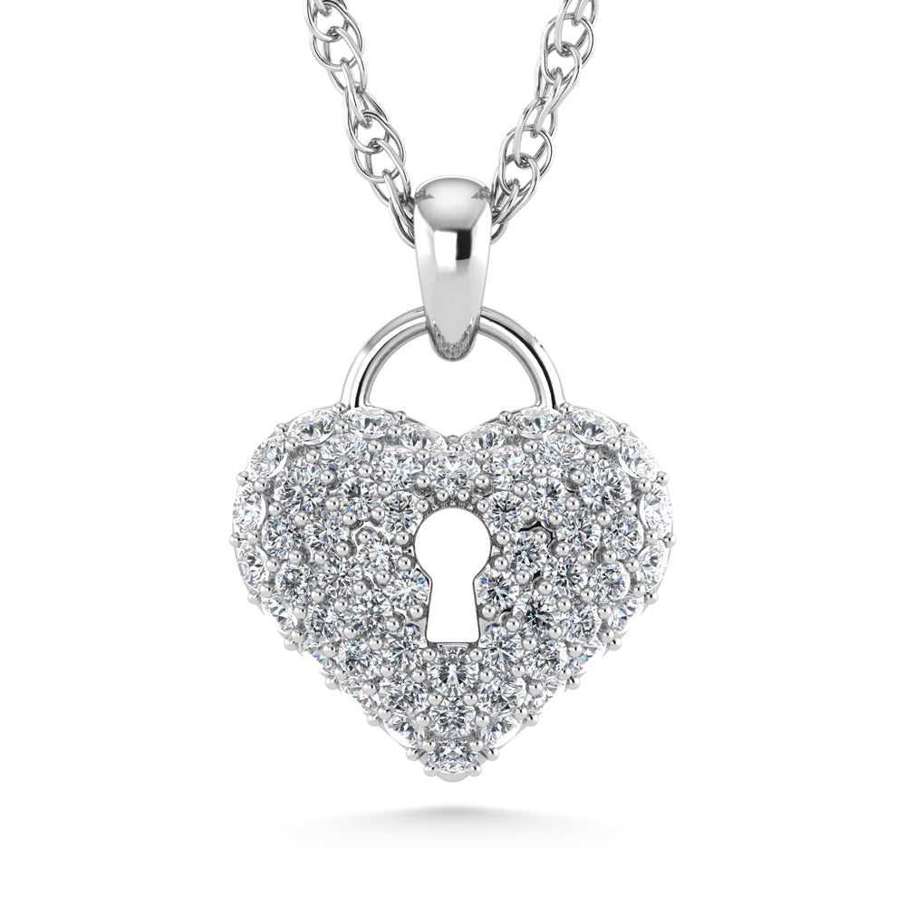 10K White Gold Diamond 1 Ct.Tw. Heart Pendant