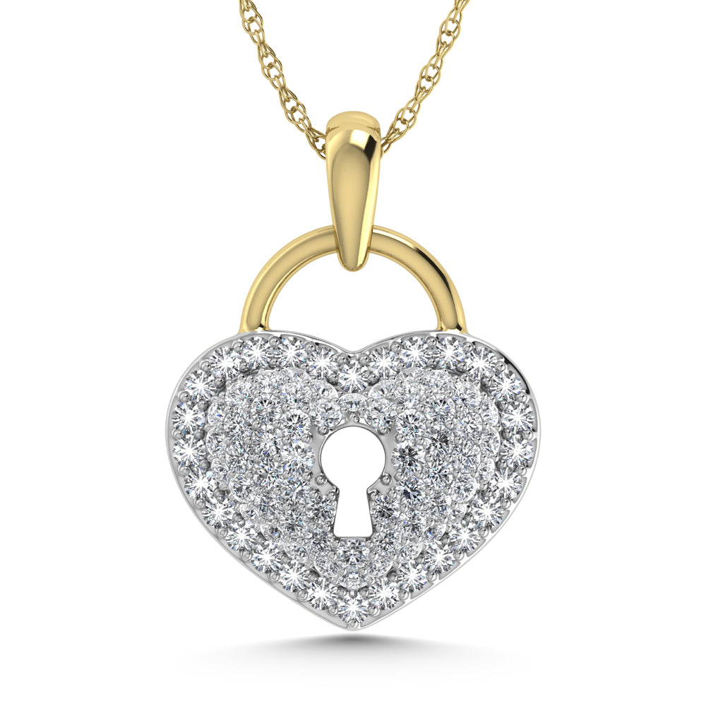 10K Yellow Gold Diamond 1 Ct.Tw. Heart Pendant