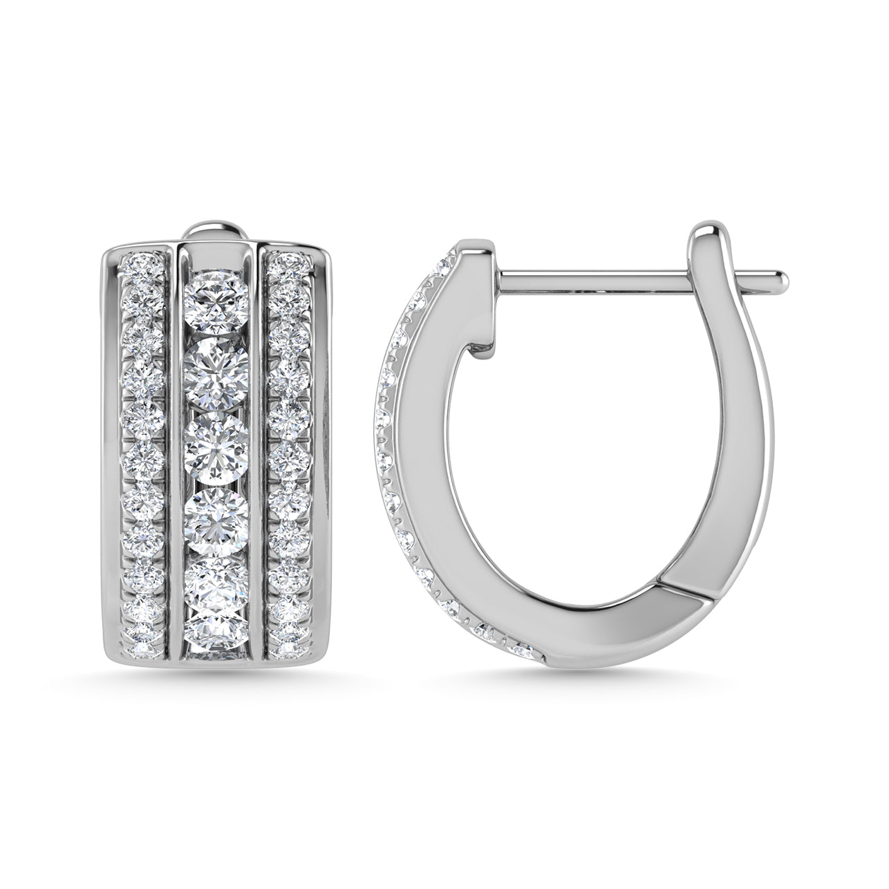 Diamond 1 Ct.Tw. Hoop Earrings in 14K White Gold