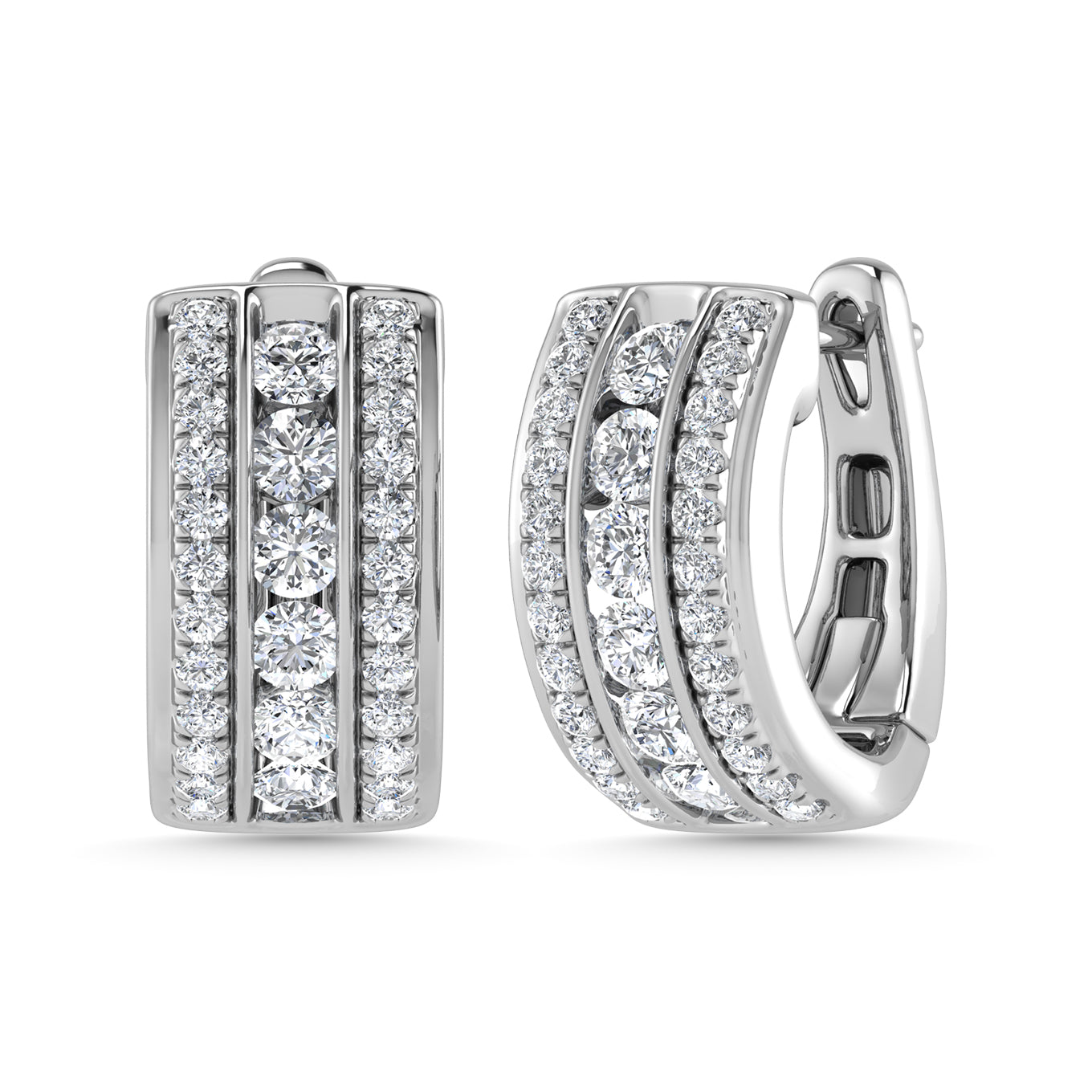 Diamond 1 Ct.Tw. Hoop Earrings in 14K White Gold