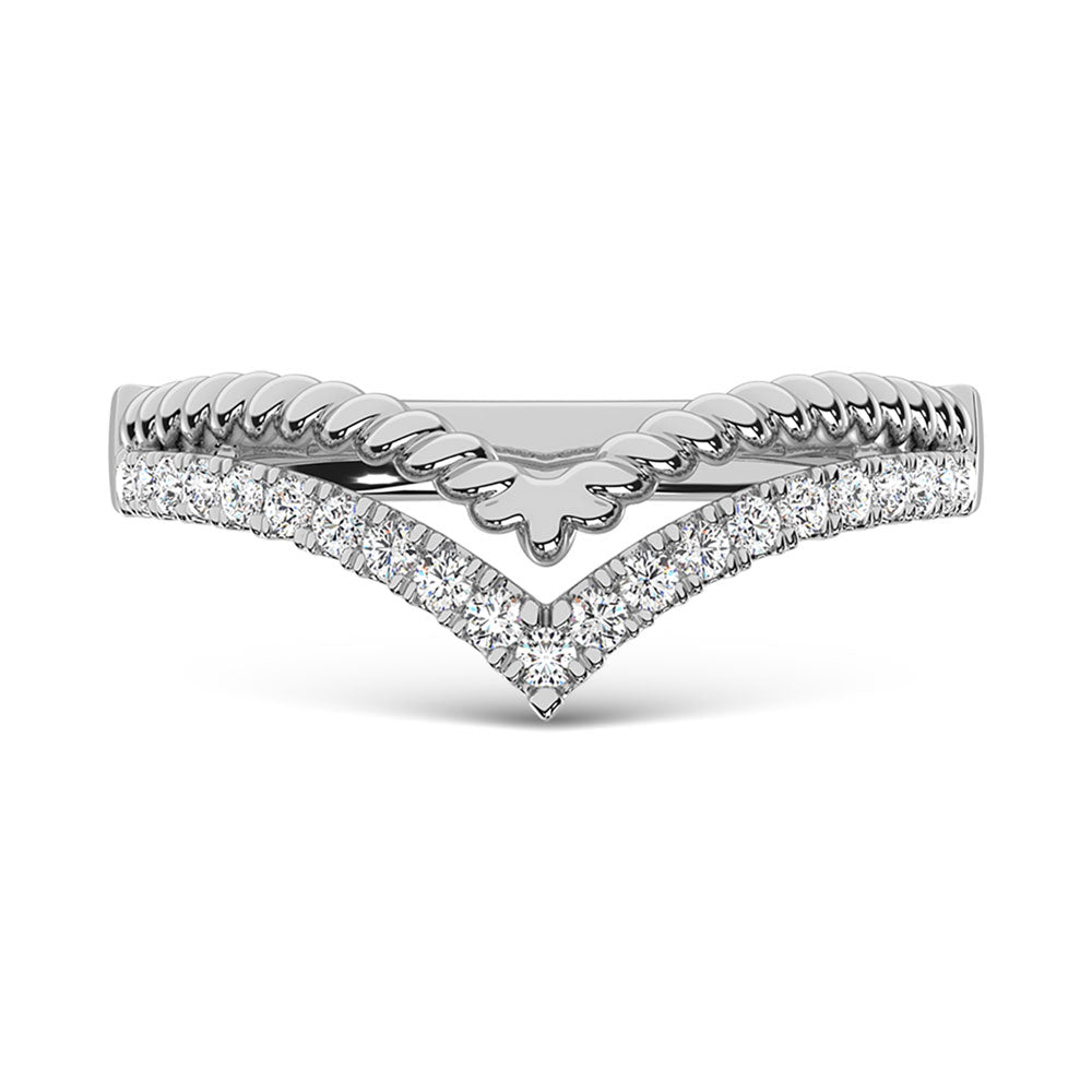 14K White Gold Diamond  1/4 Ct.Tw. Stack Band