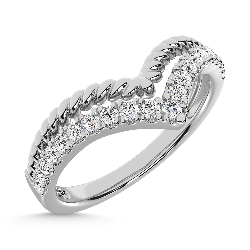 14K White Gold Diamond  1/4 Ct.Tw. Stack Band