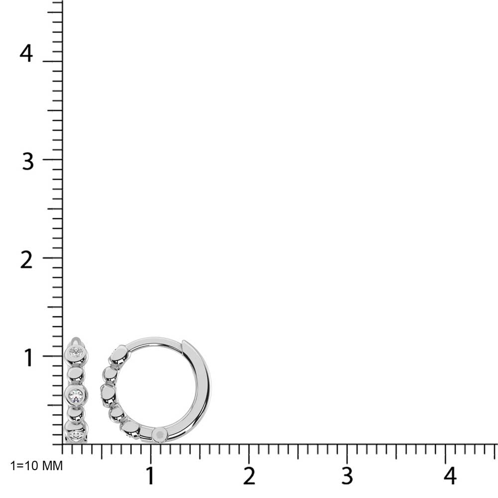 14K White Gold Diamond 1/10 Ct.Tw. Hoop Earrings