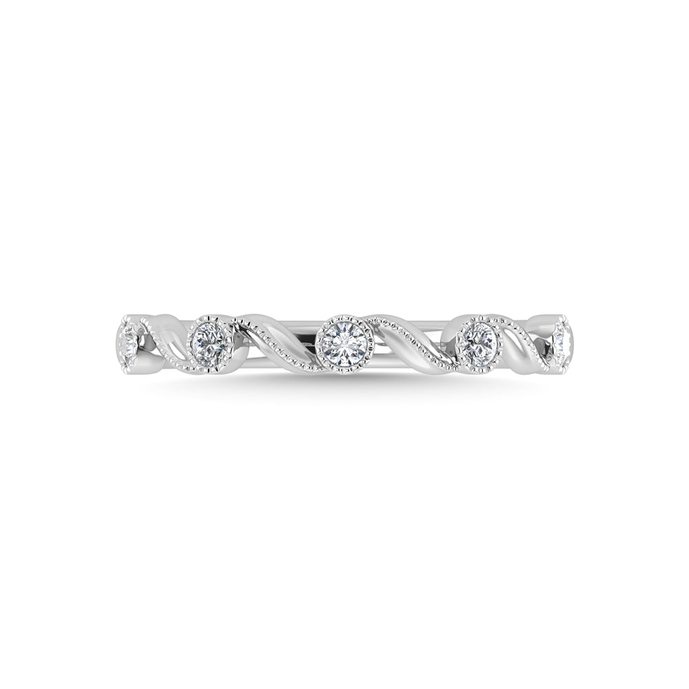 10K White Gold Diamond 1/10 Ct.Tw. Stackable Ring