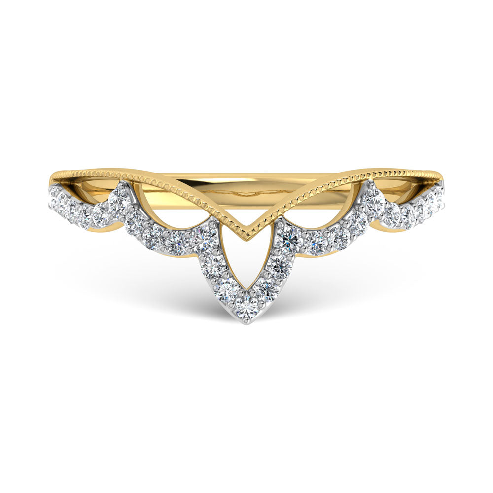 14K Yellow Gold Diamond 1/5 Ct.Tw. Chevron Band