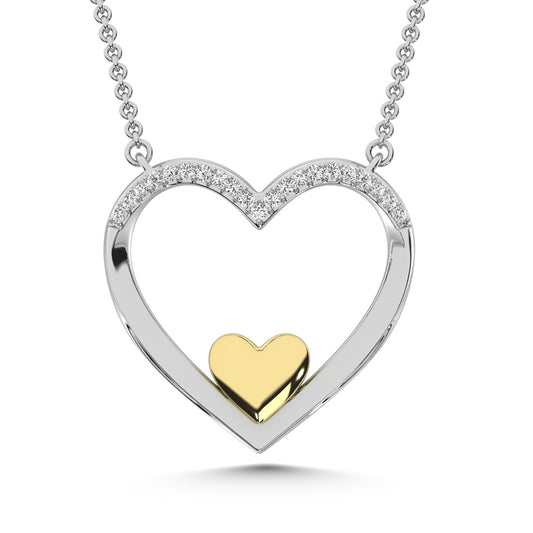 Diamond Accent Heart Pendant in Sterling Silver and 10K Yellow Gold