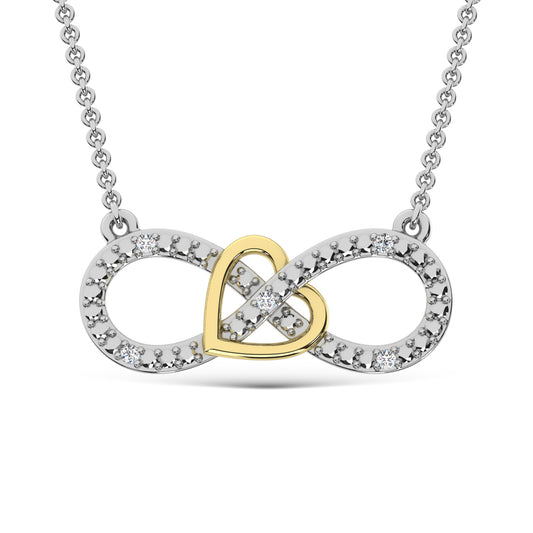 Diamond Accent Infinity and Heart Pendant in Sterling Silver and 10K Yellow Gold