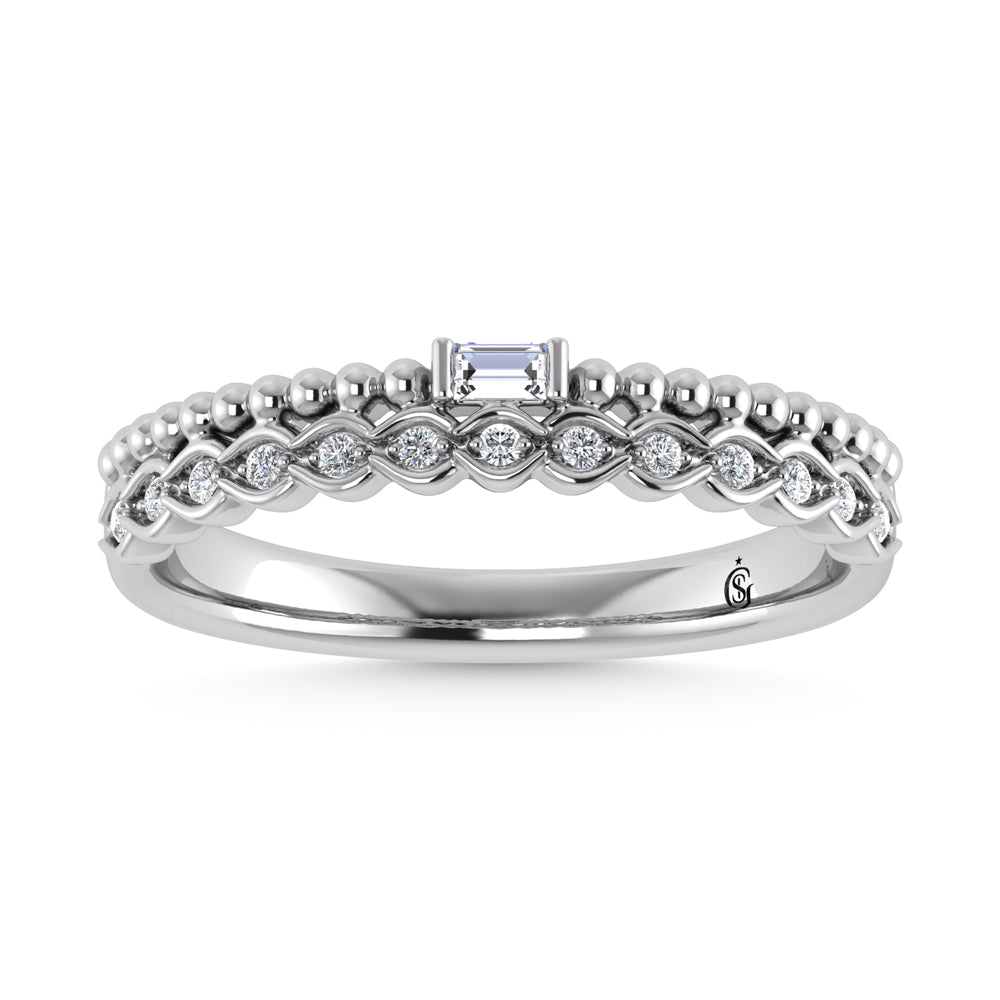 14K White Gold Diamond 1/10 Ct.Tw. Stackable Band