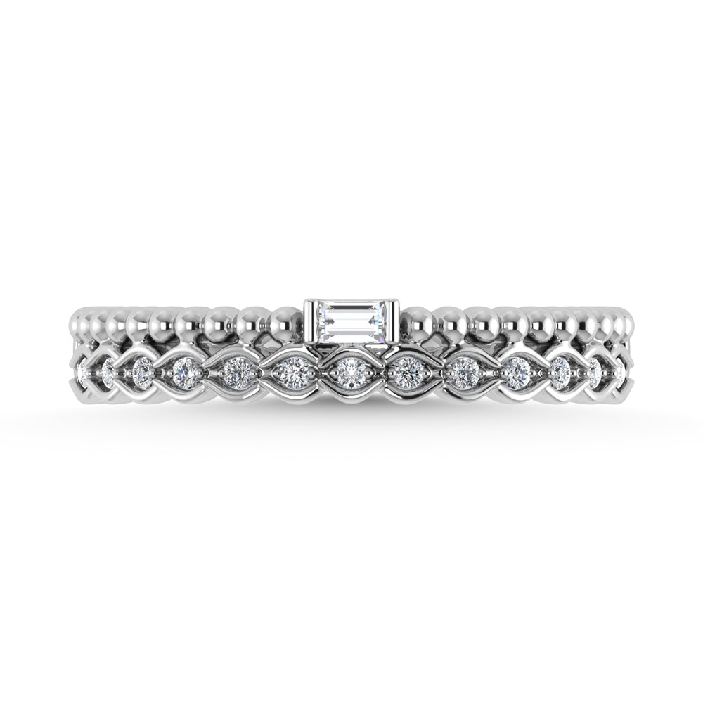 14K White Gold Diamond 1/10 Ct.Tw. Stackable Band