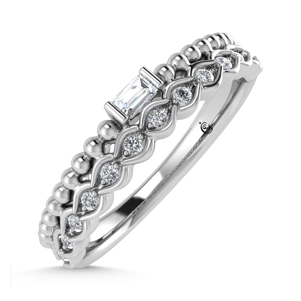 14K White Gold Diamond 1/10 Ct.Tw. Stackable Band