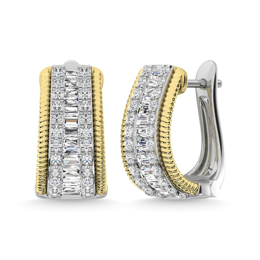 14K Two Tone Diamond 7/8 Ct.Tw. Fashion Earrings