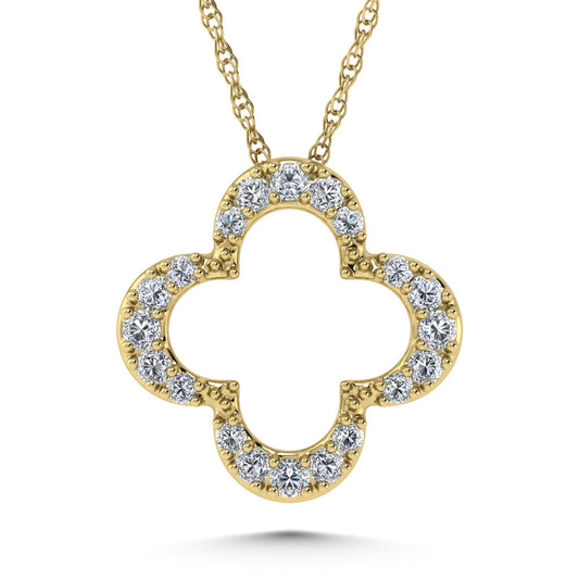 14K White Gold Diamond 1/8.Ct. Tw. Four Leaf Clover Pendant