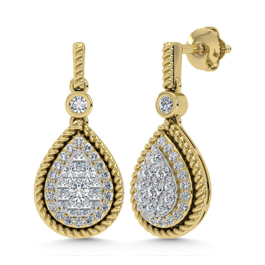 14K Two Tone Diamond 1/2.Ct. Tw. Danglers Earrings
